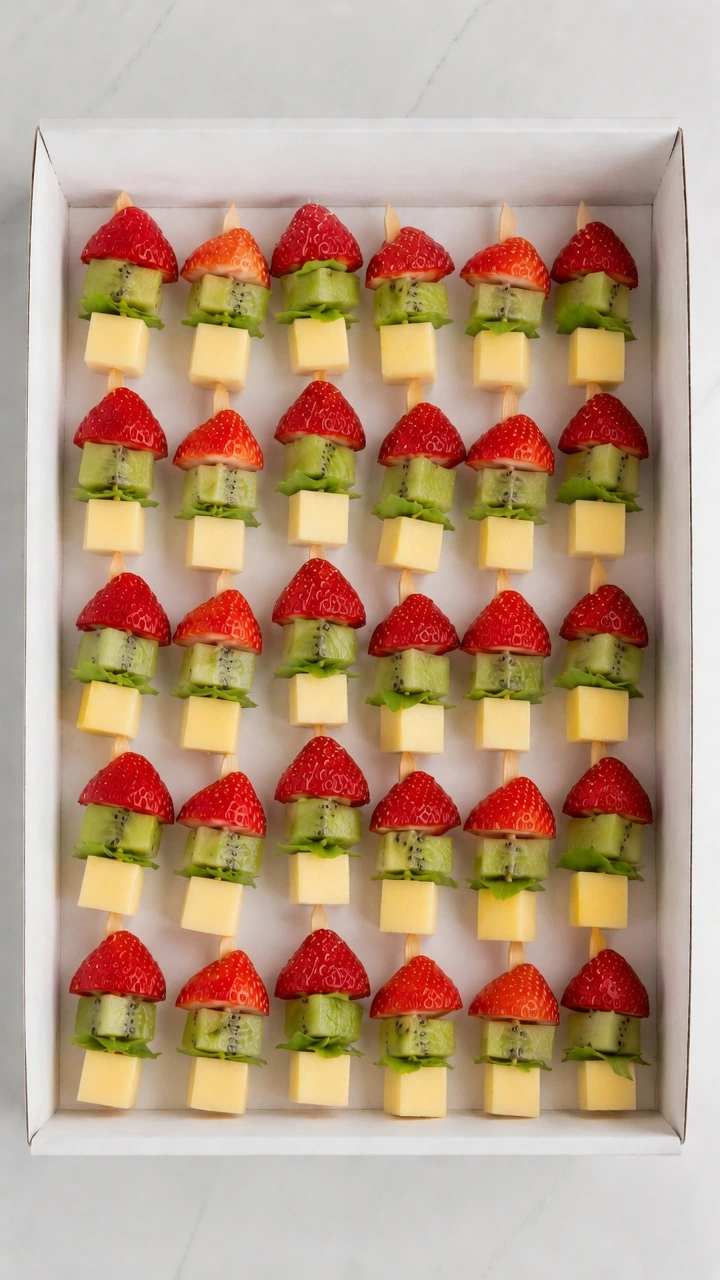 Brochetas de fresa, kiwi y mango