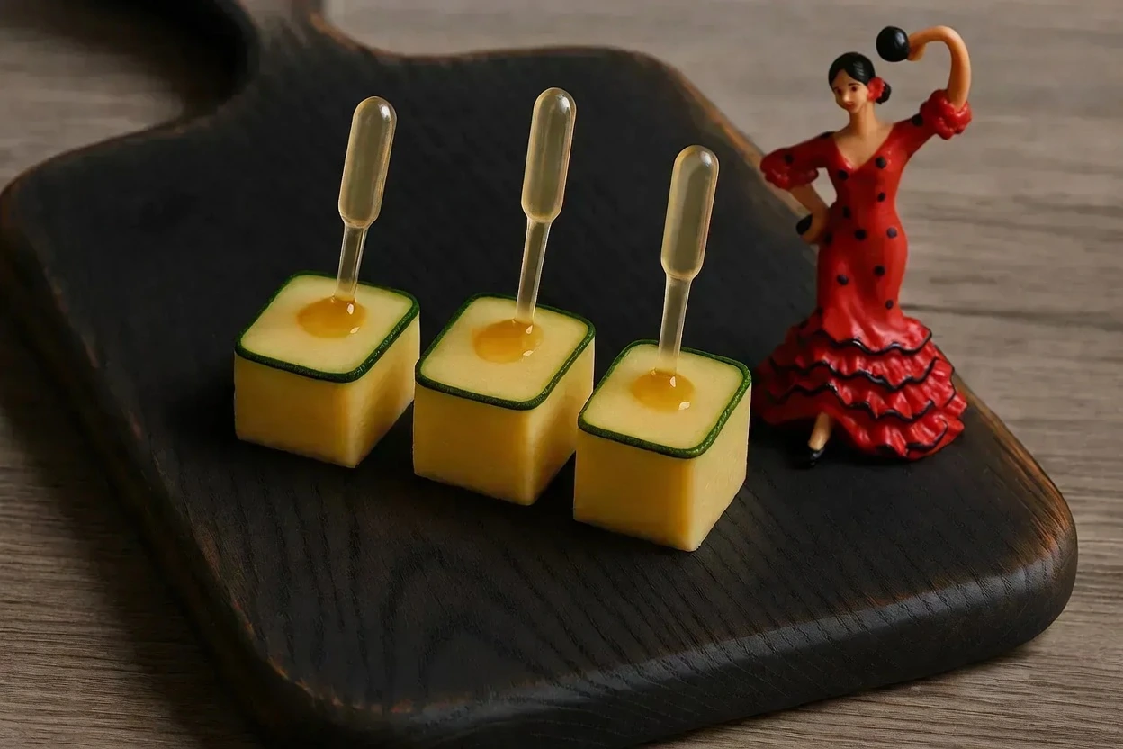 Canapé de queso edam y calabacín