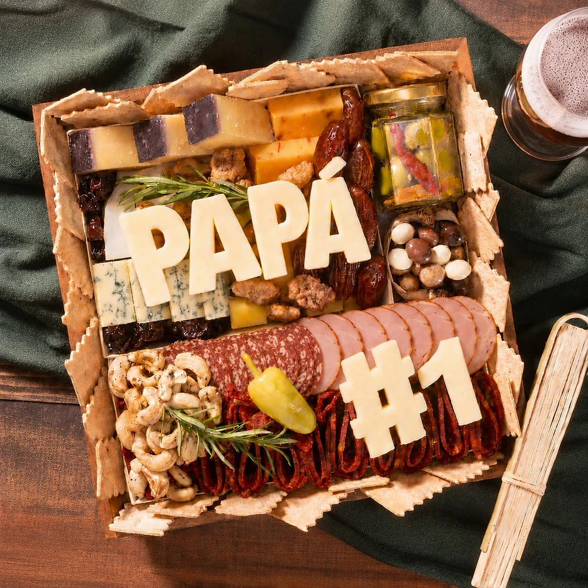 Tabla «Para Papá» de quesos y embutidos — caja regalo