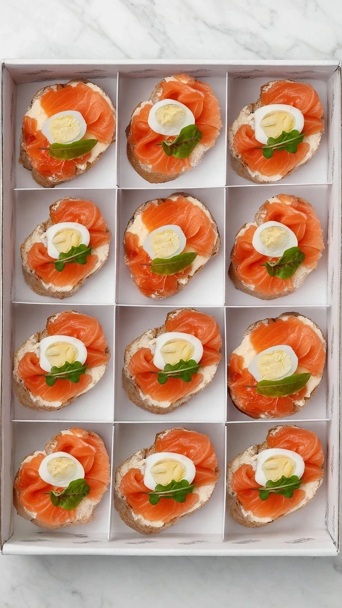 Bruschettas de salmón con huevo de codorniz