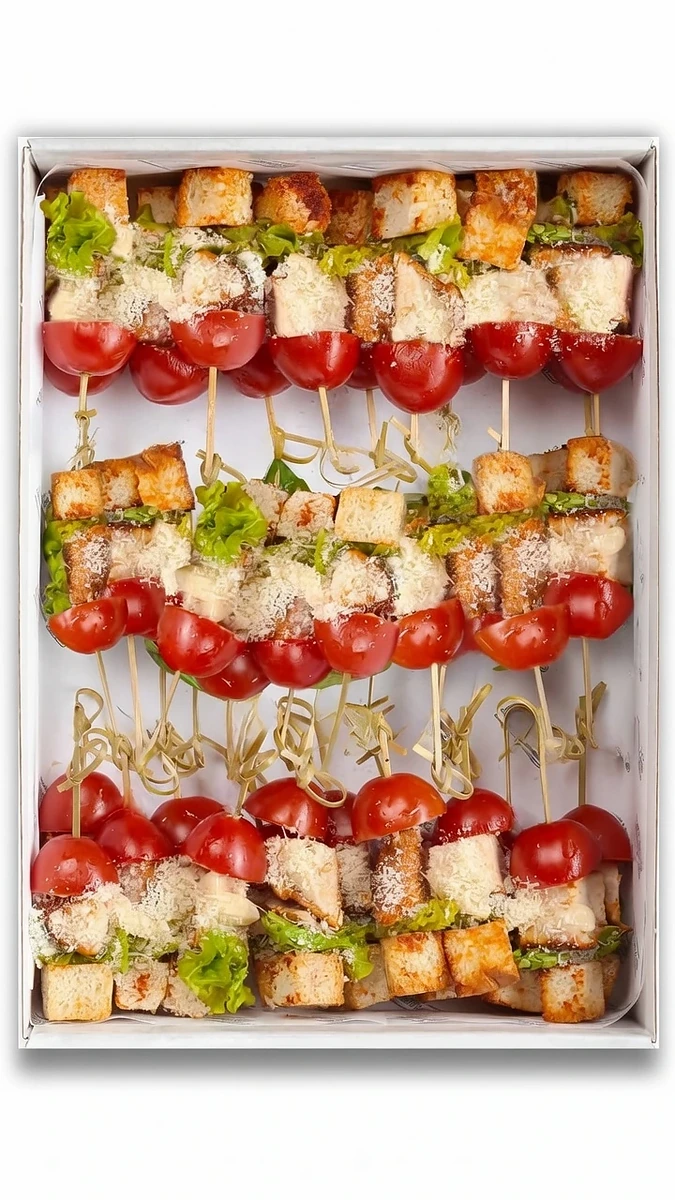 Canapés César con pollo
