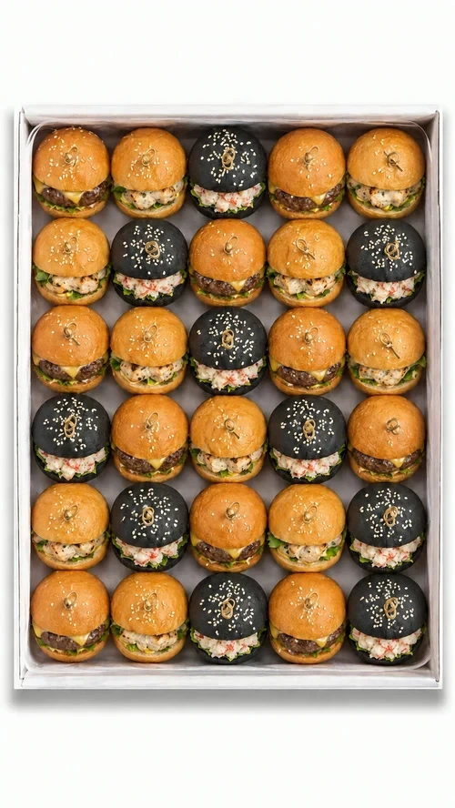 Surtido de mini hamburguesas — pollo, cangrejo y ternera