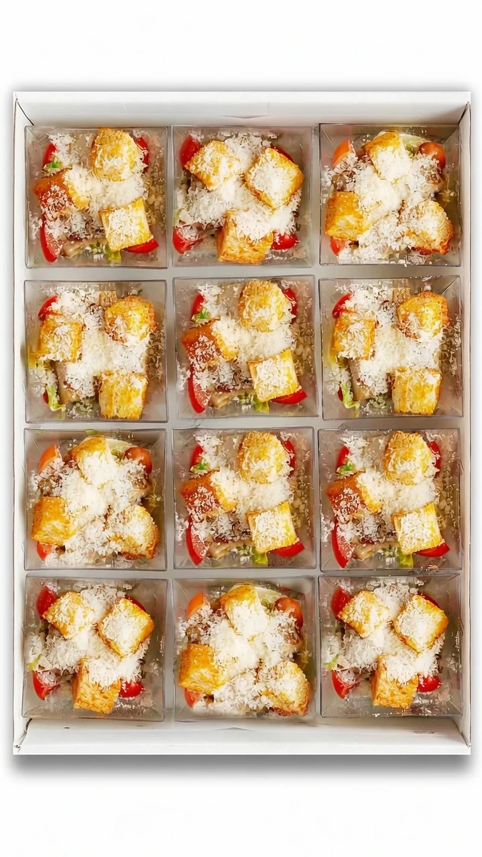 Mini ensaladas César con pollo
