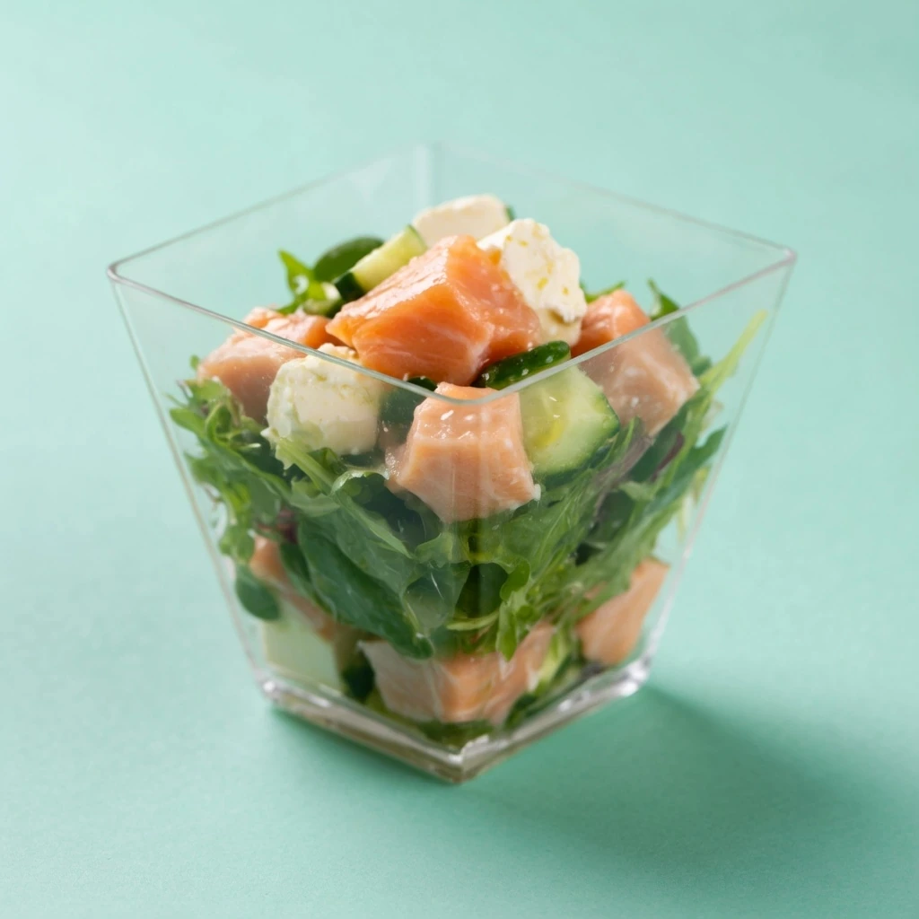 Vasito de salmón marinado y feta