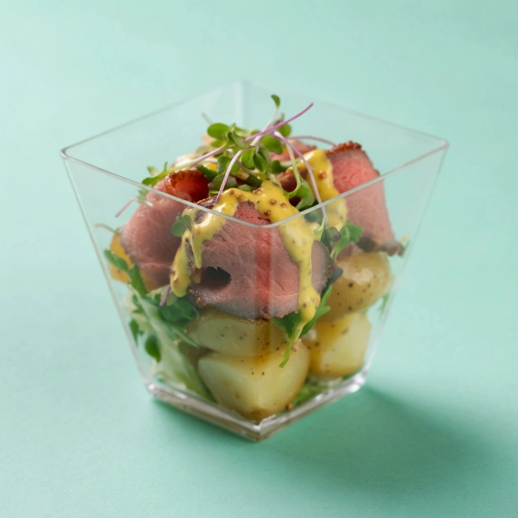 Vasito de roast beef con patata baby