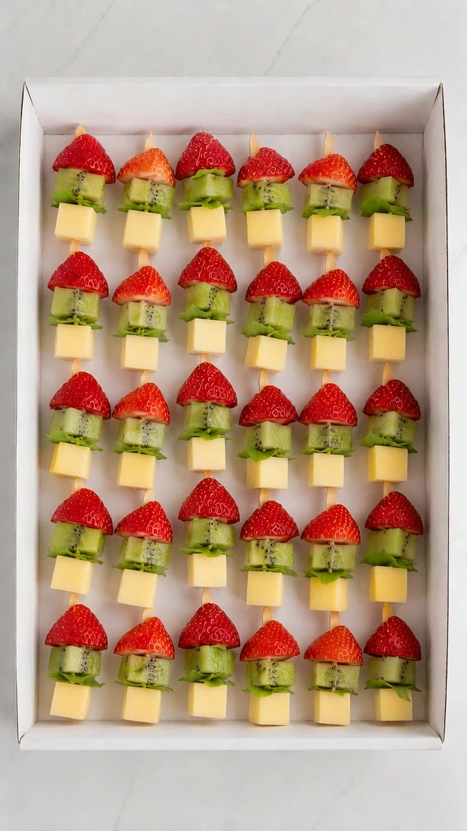 Brochetas de fresa, kiwi y mango