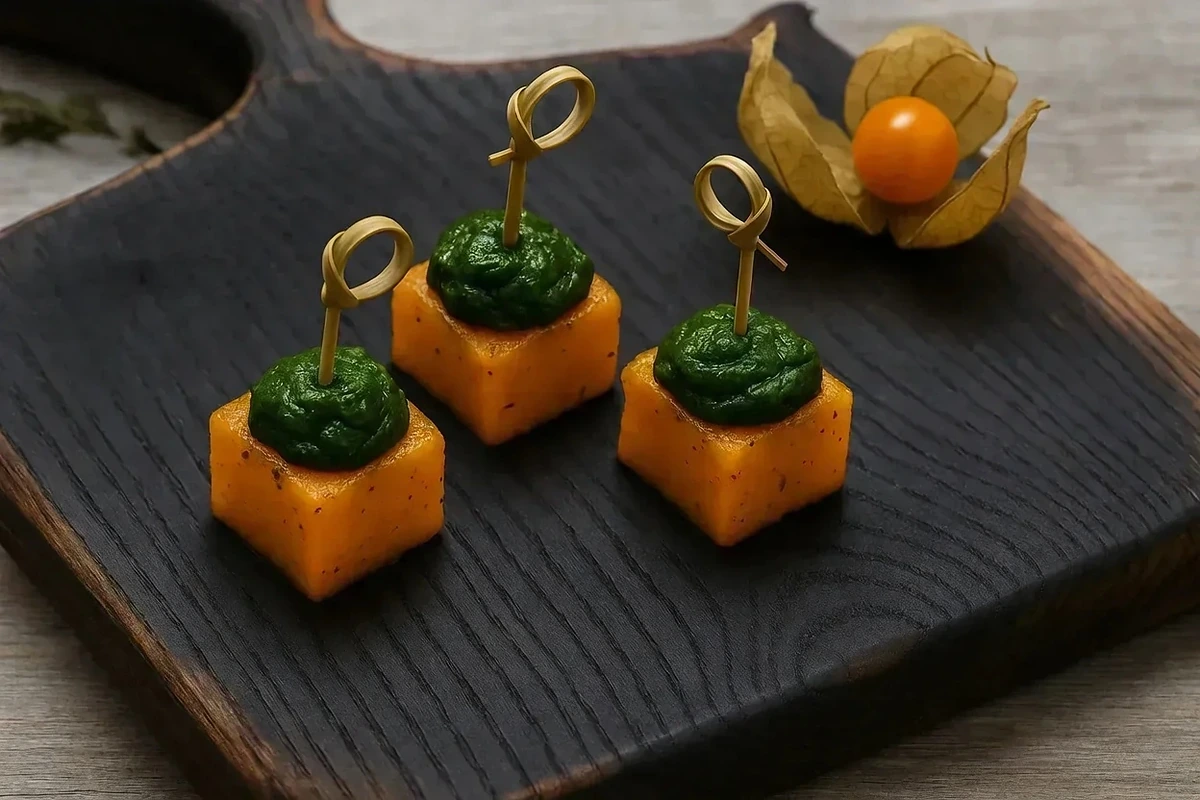Canapé de calabaza asada y espinacas