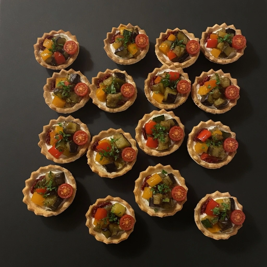 Tartaleta de verduras asadas y crema de queso