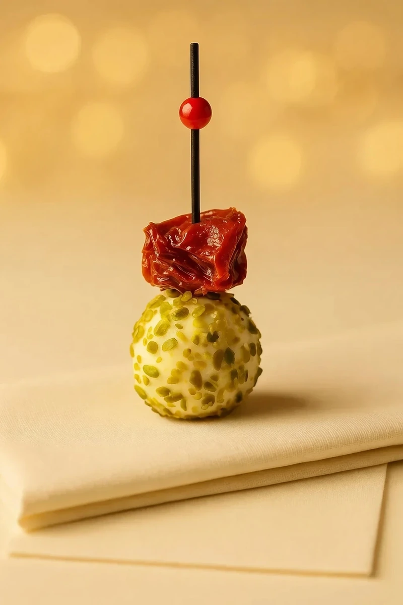 Canapé de mozzarella y tomate seco