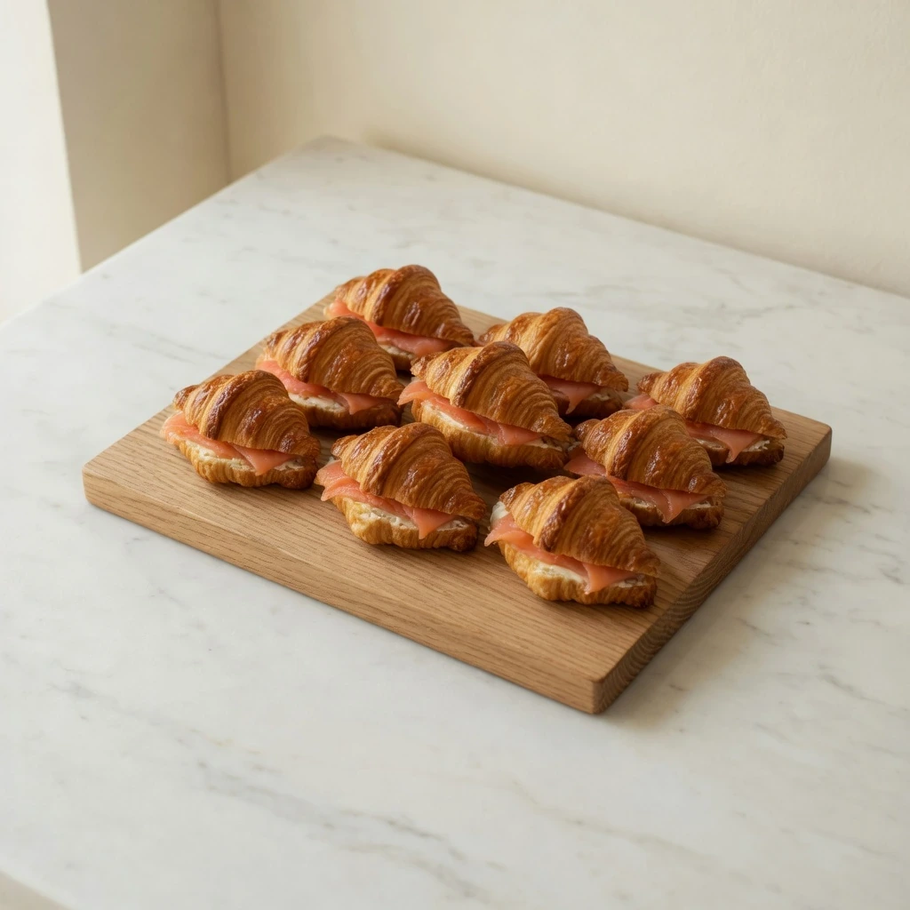 Mini croissants de salmón ahumado y crema de queso