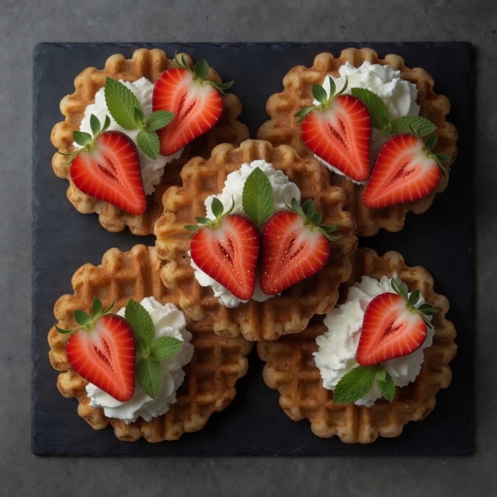 Gofres belgas con nata y fresas