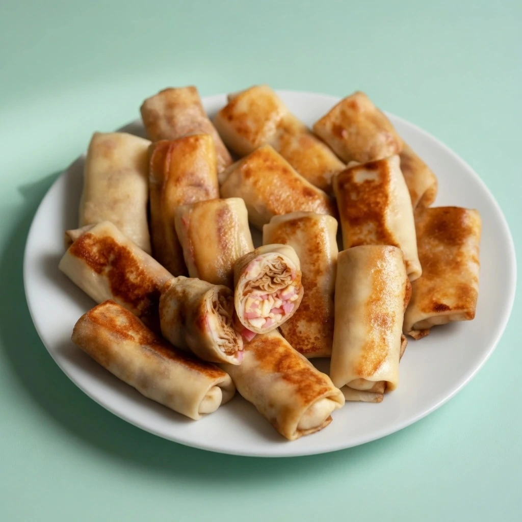 Rollitos de crêpe con jamón y queso