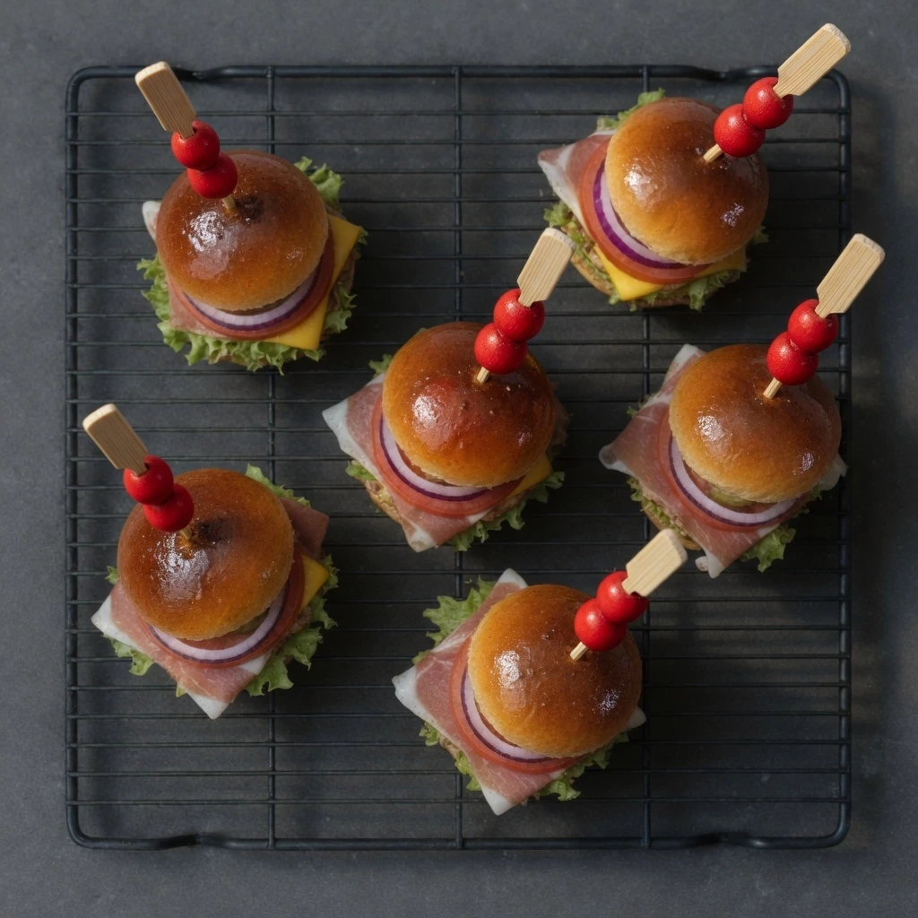 Mini hamburguesas de jamón serrano y queso