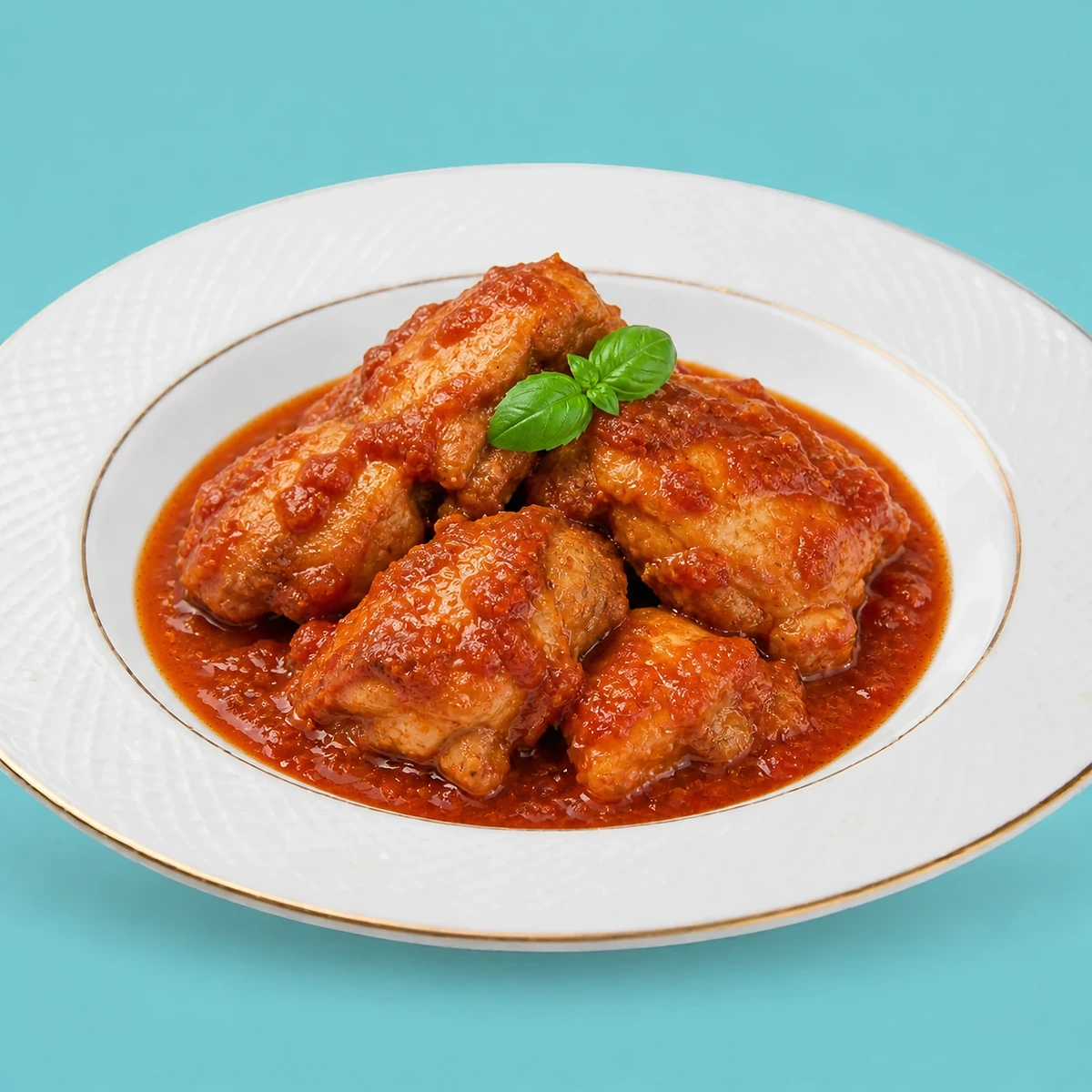 Pollo asado en salsa