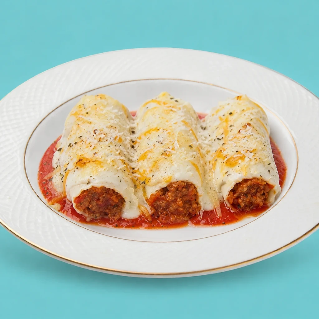 Canelones gratinados de carne