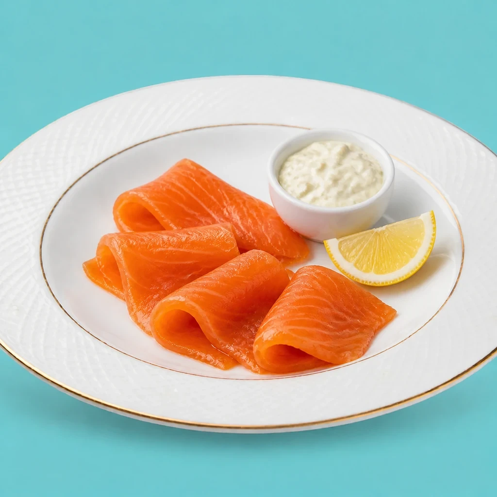 Salmón ahumado con salsa tártara