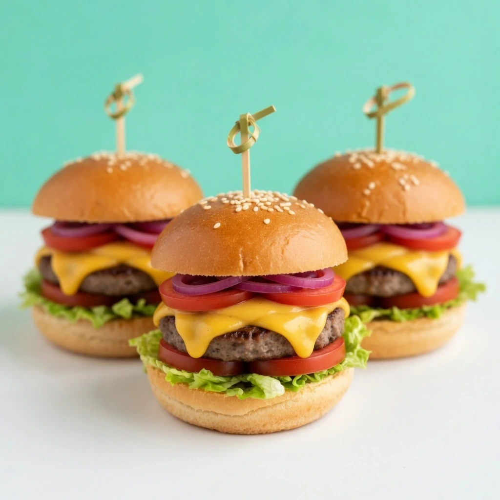 Mini hamburguesa de ternera con salsa de queso
