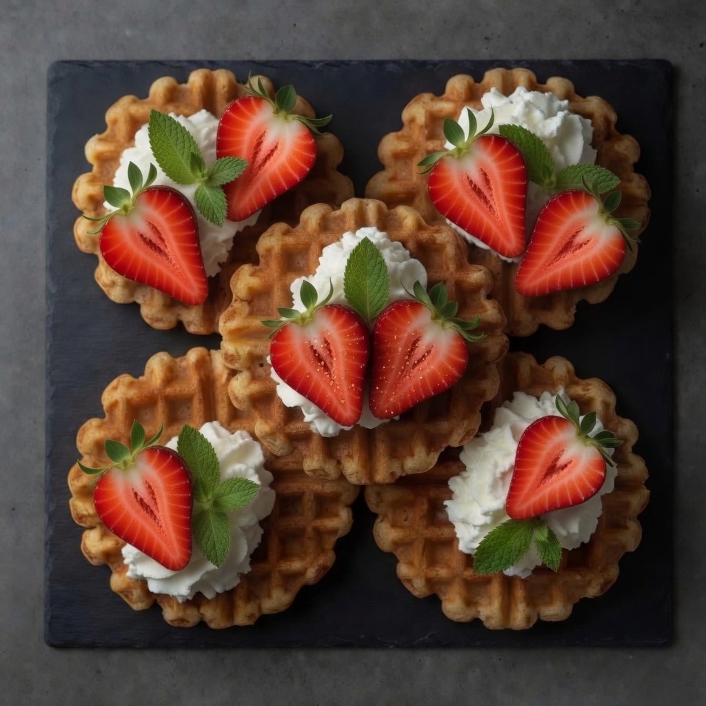 Gofres belgas con nata y fresas