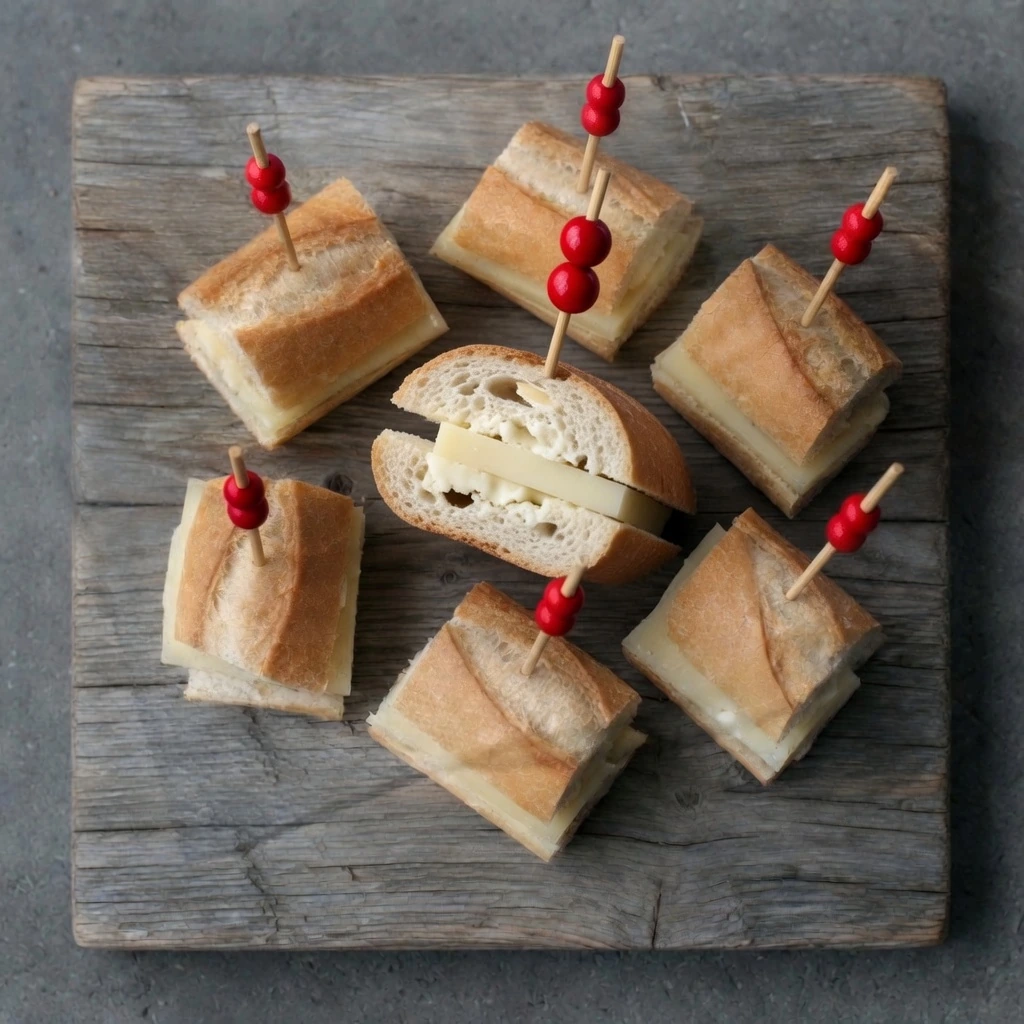 Mini bocadillos de queso manchego y aceite de oliva virgen extra