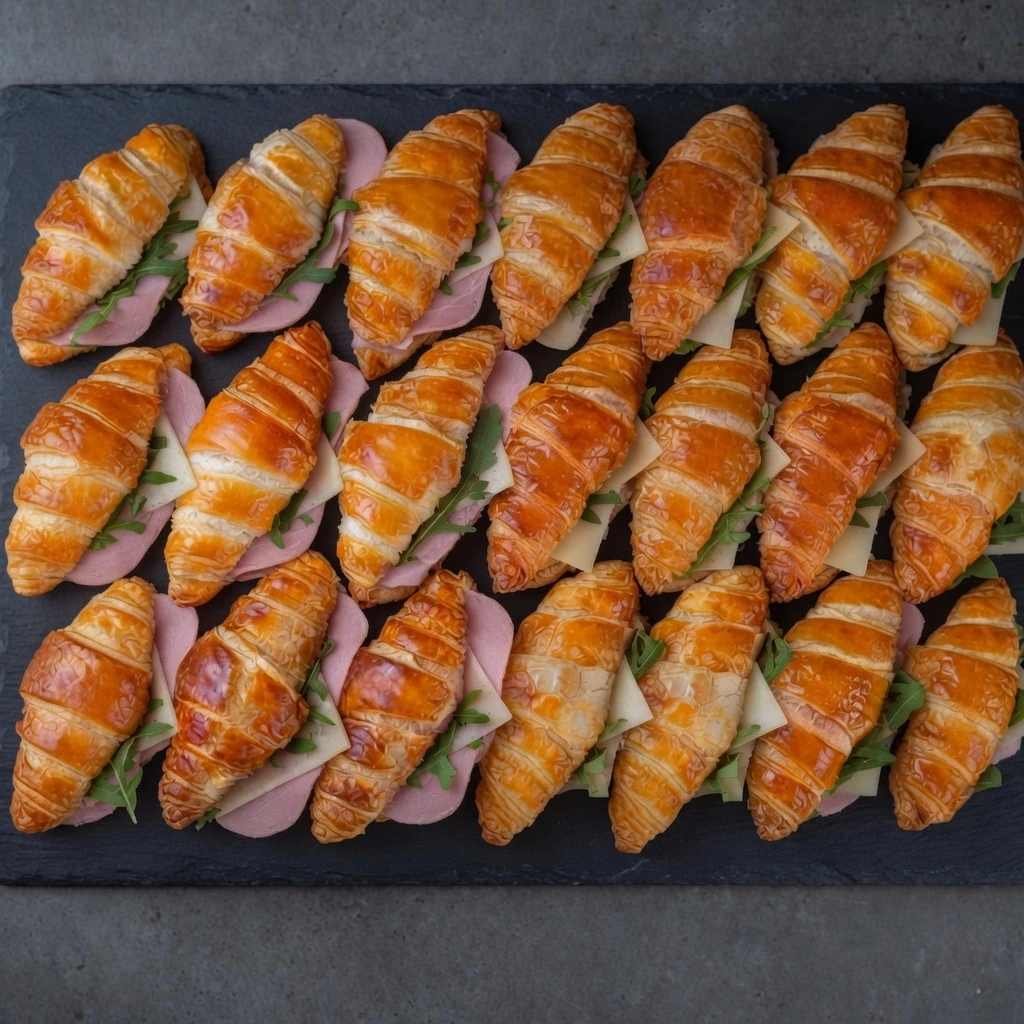 Mini croissants de jamón cocido y queso