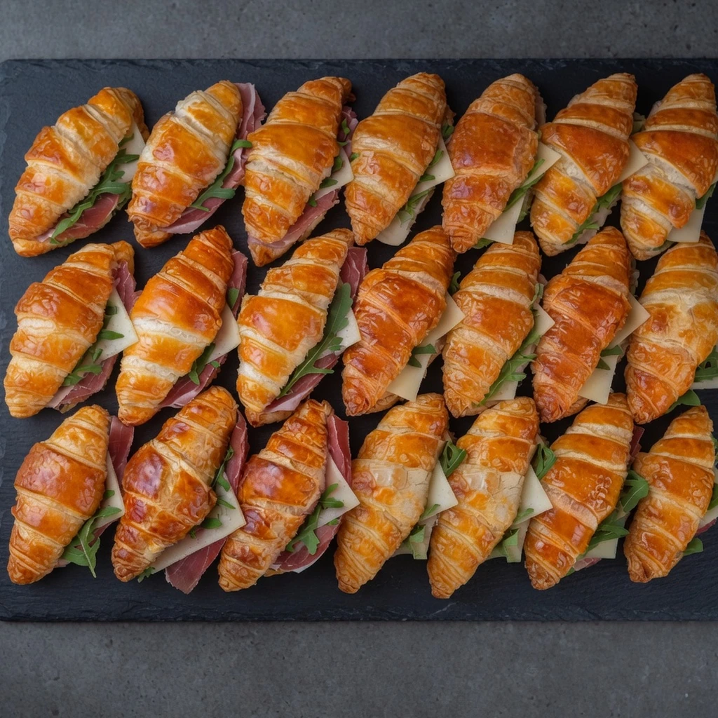 Mini croissants de jamón serrano y queso manchego
