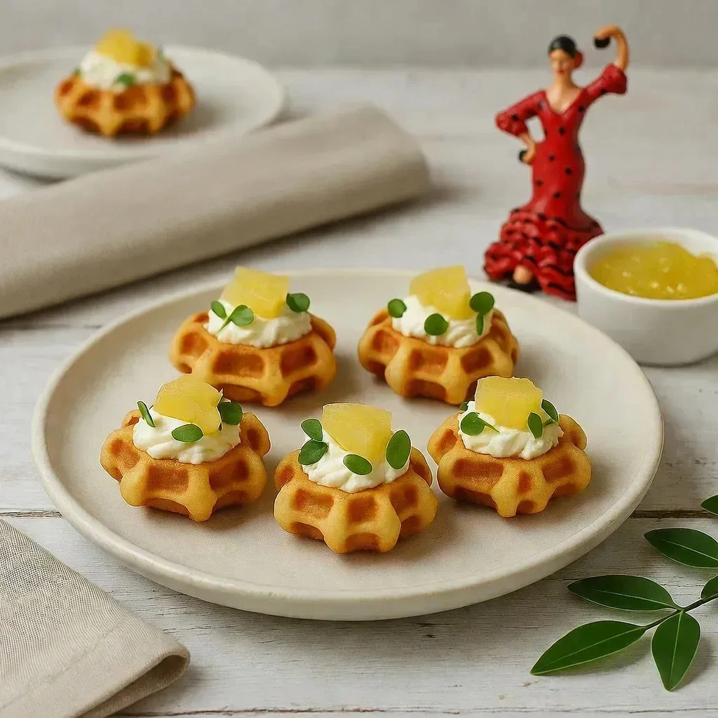 Mini gofre de piña y crema de queso