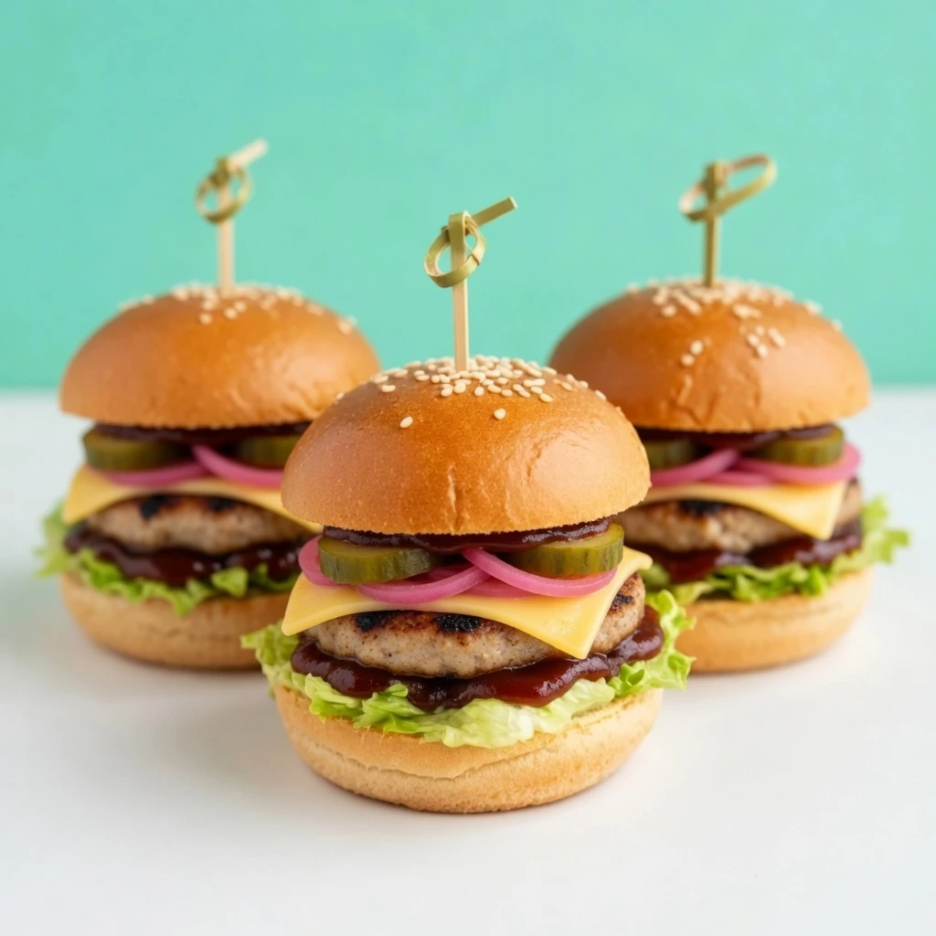 Mini hamburguesa de cerdo con salsa BBQ