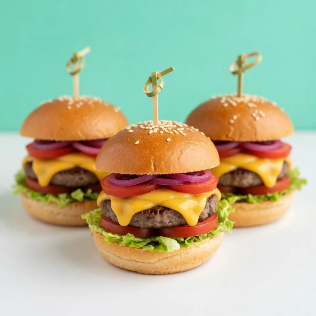 Mini hamburguesa de ternera con salsa de queso