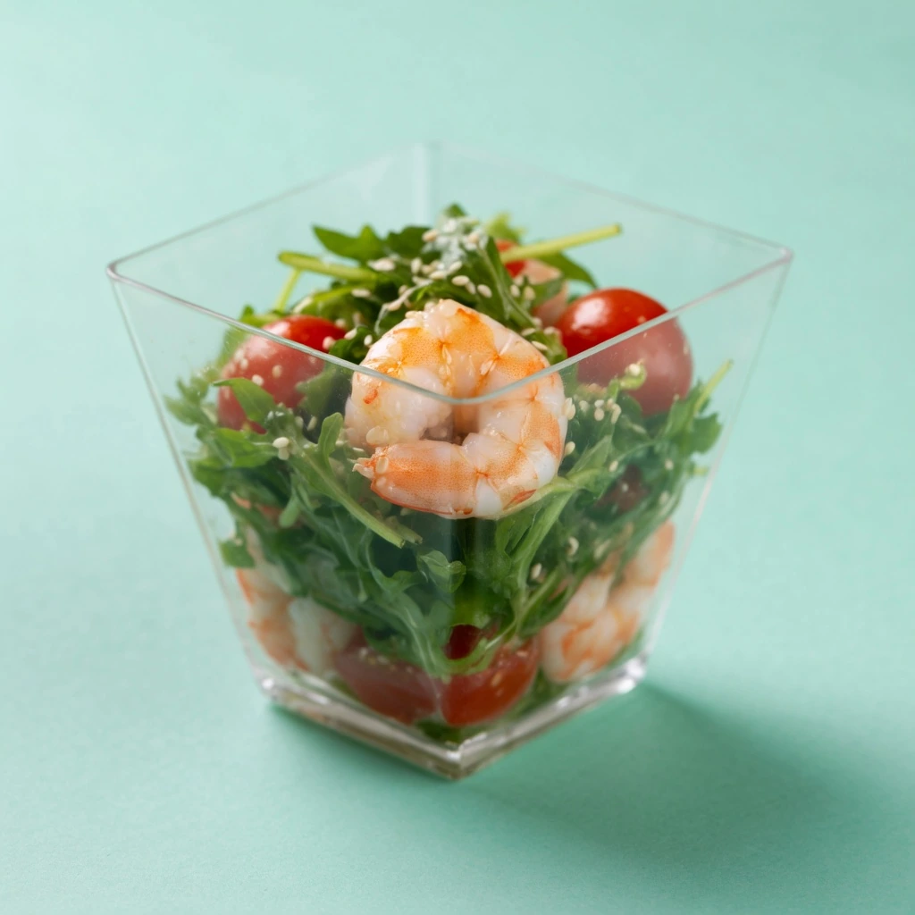 Vasito de langostino y rúcula