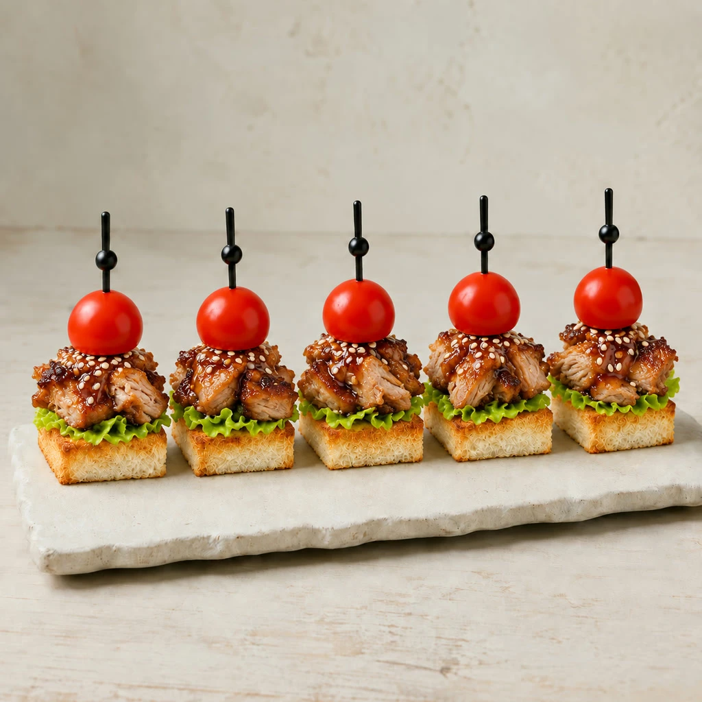 Montadito de pavo teriyaki con sésamo