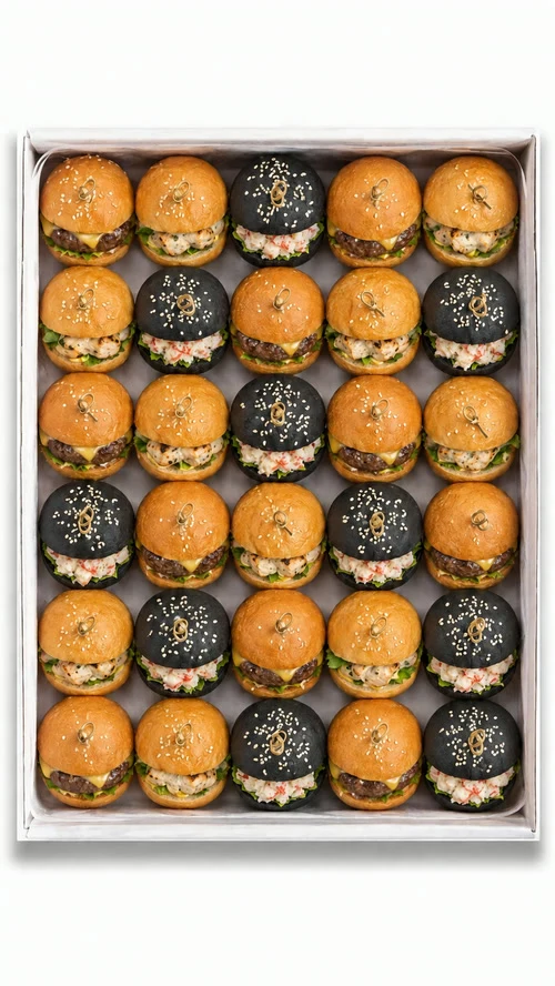 Surtido de mini hamburguesas — pollo, cangrejo y ternera