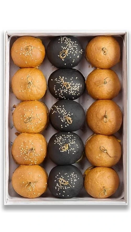 Surtido de mini hamburguesas — pollo, cangrejo y ternera