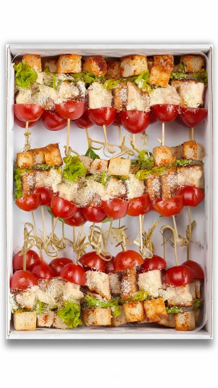Canapés César con pollo