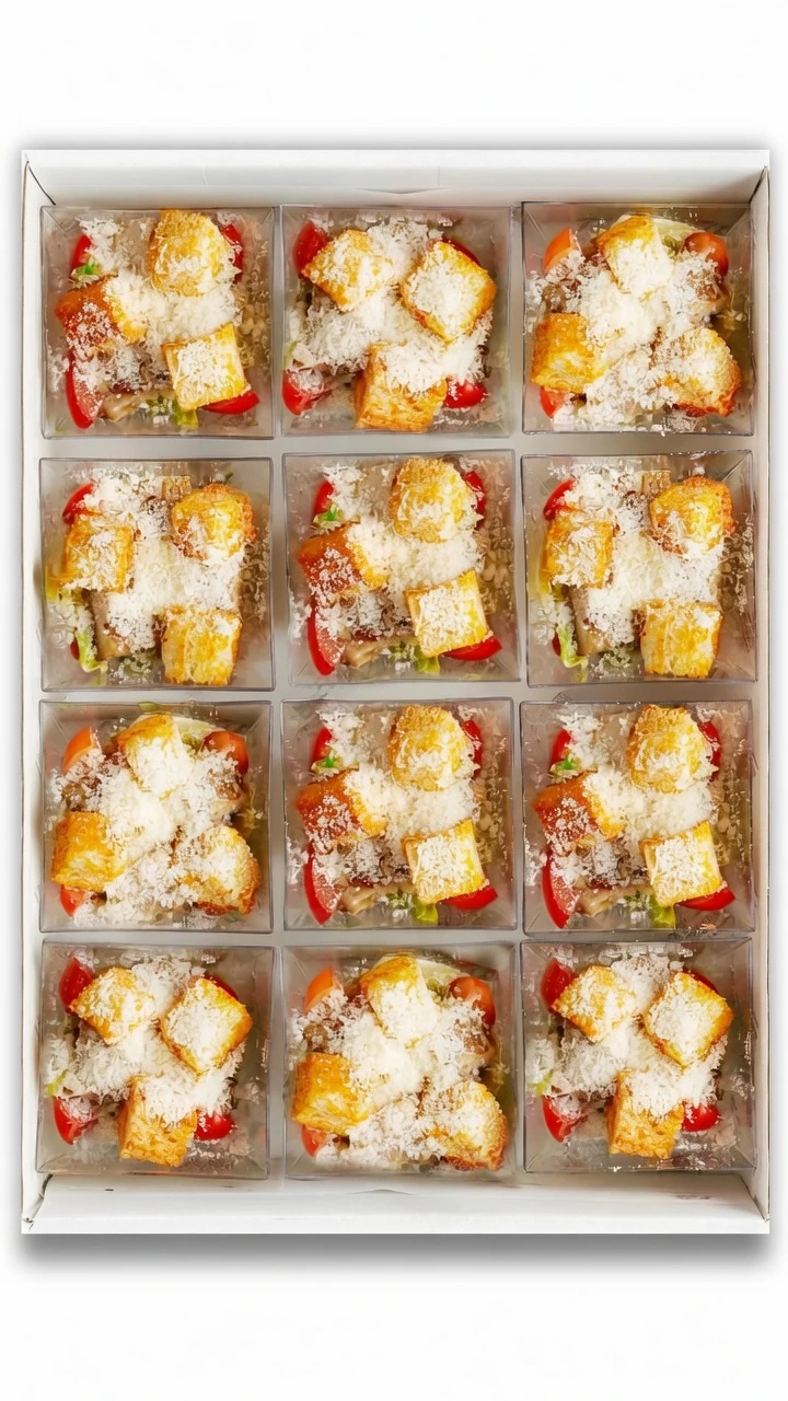 Mini ensaladas César con pollo