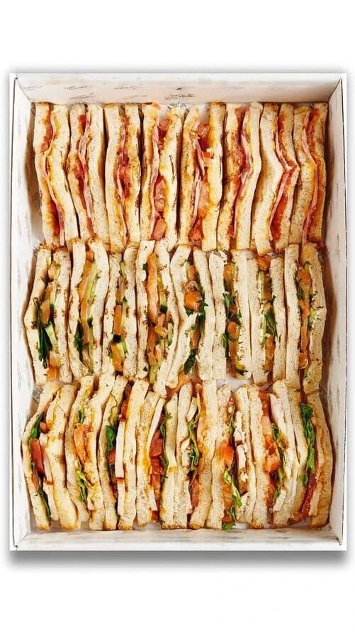 Surtido de mini sándwiches — jamón, salmón y pollo