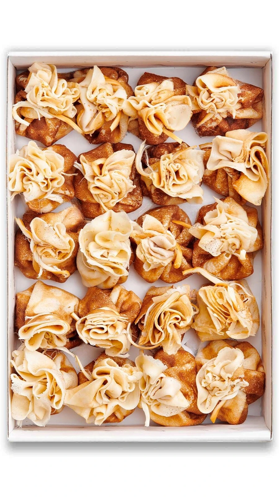 Saquitos de crepe con pollo y champiñones