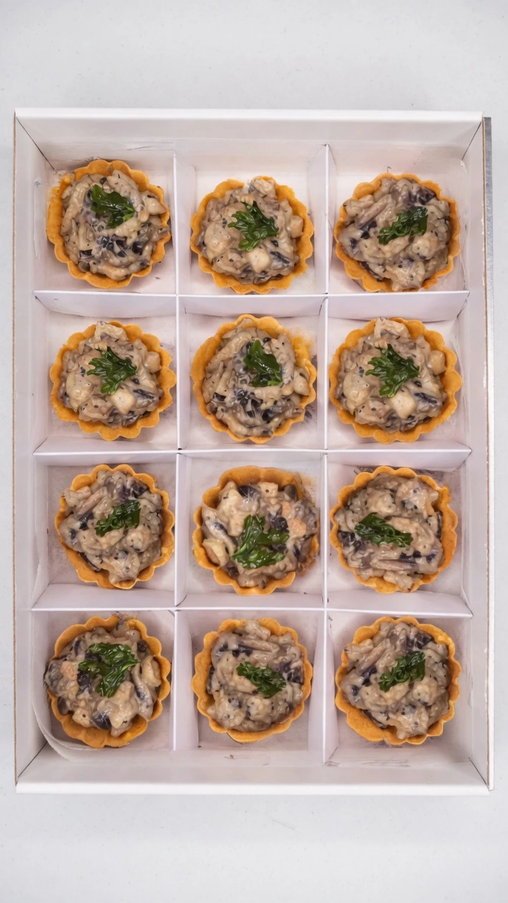 Tartaletas de pollo y champiñón a la crema