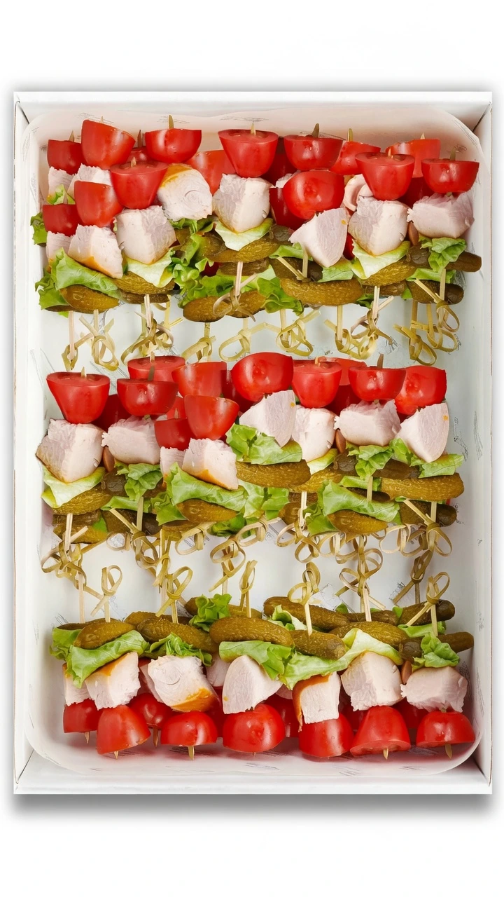 Canapés de pechuga ahumada y tomate