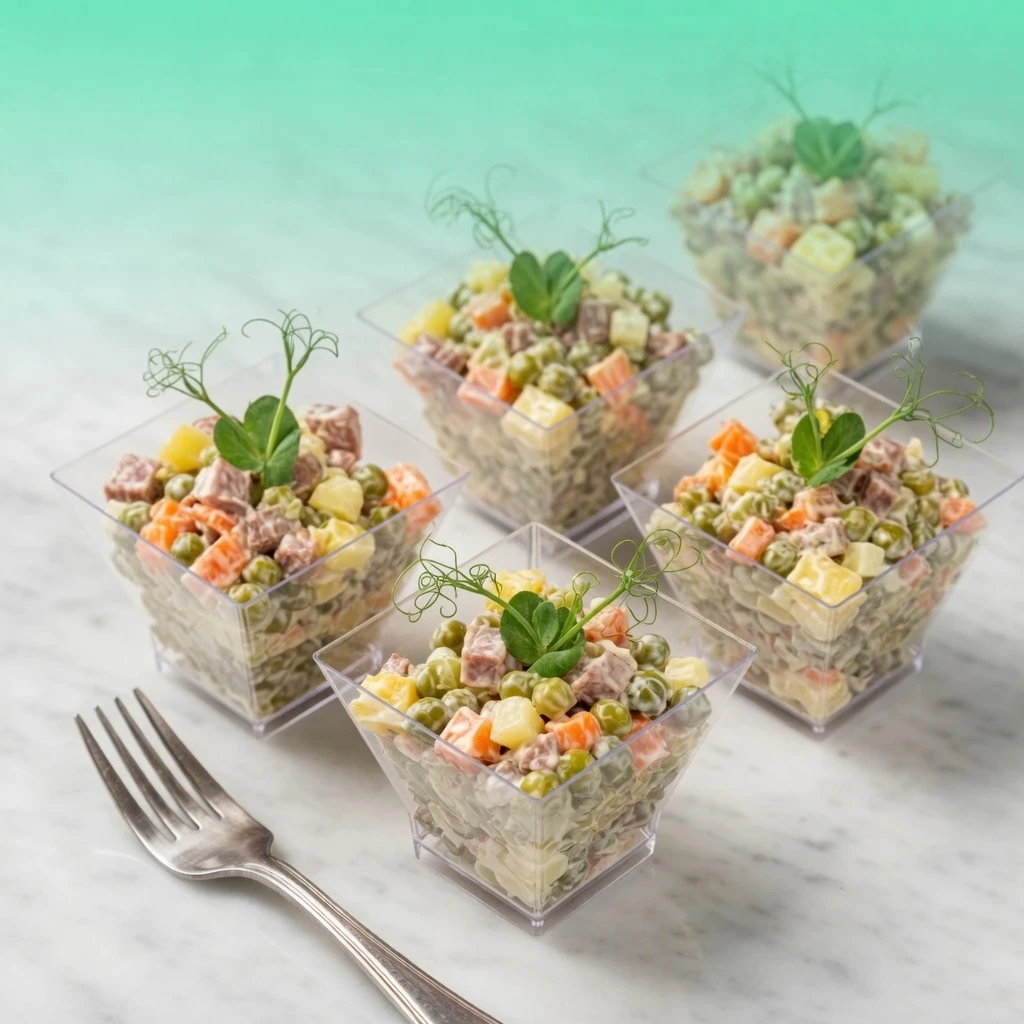 Vasito de ensaladilla rusa con roast beef