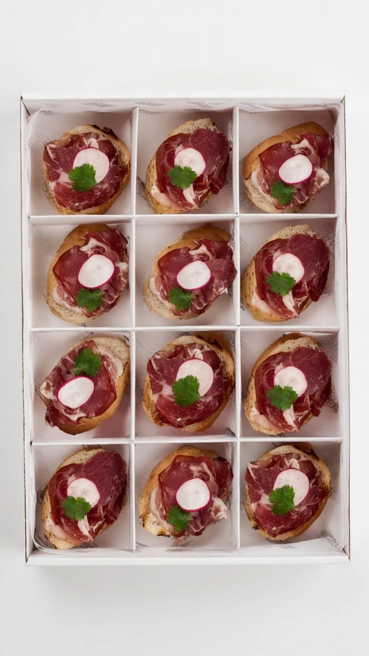 Bruschetta de caña de lomo y queso crema