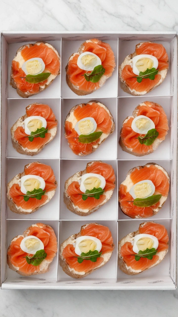 Bruschettas de salmón con huevo de codorniz
