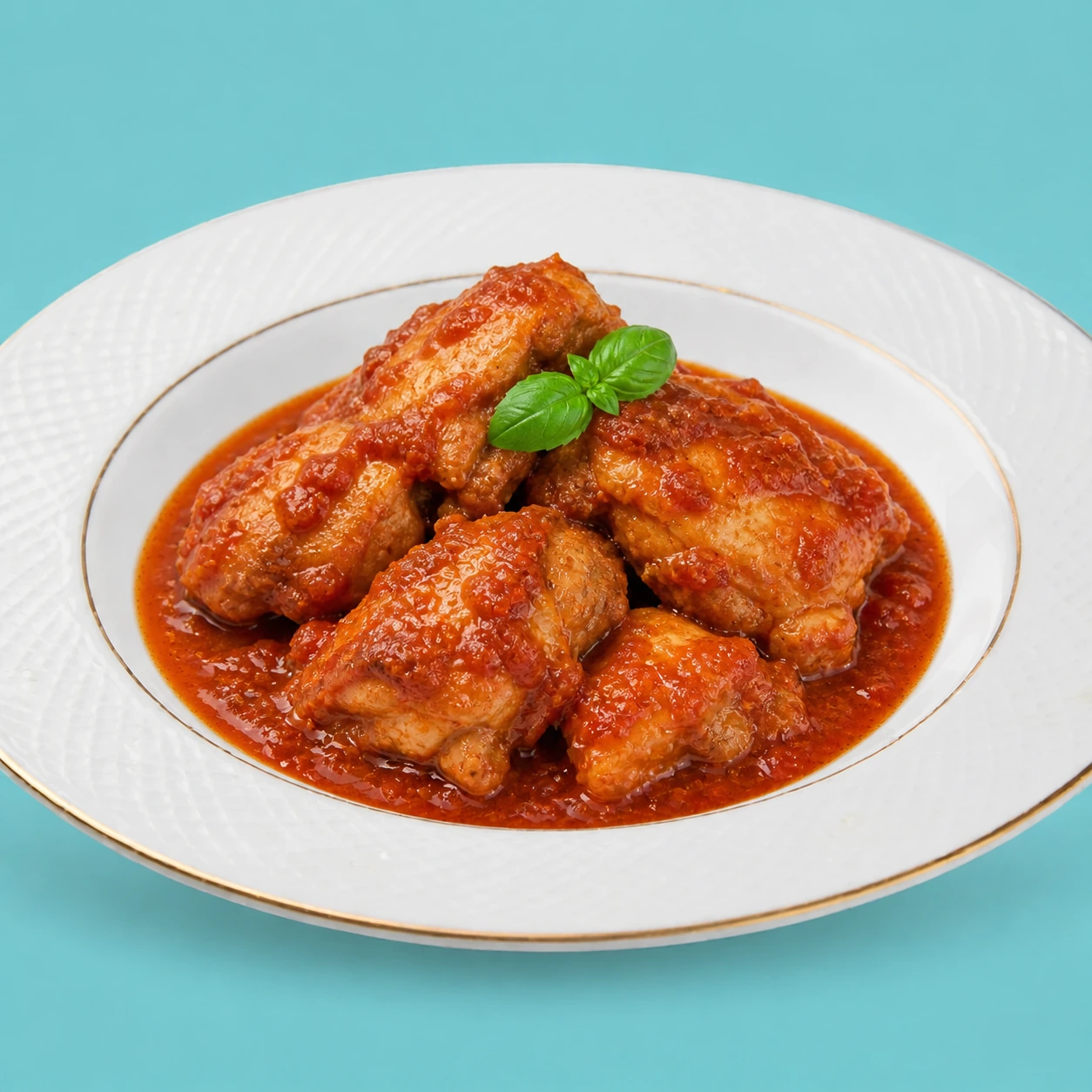 Pollo asado en salsa