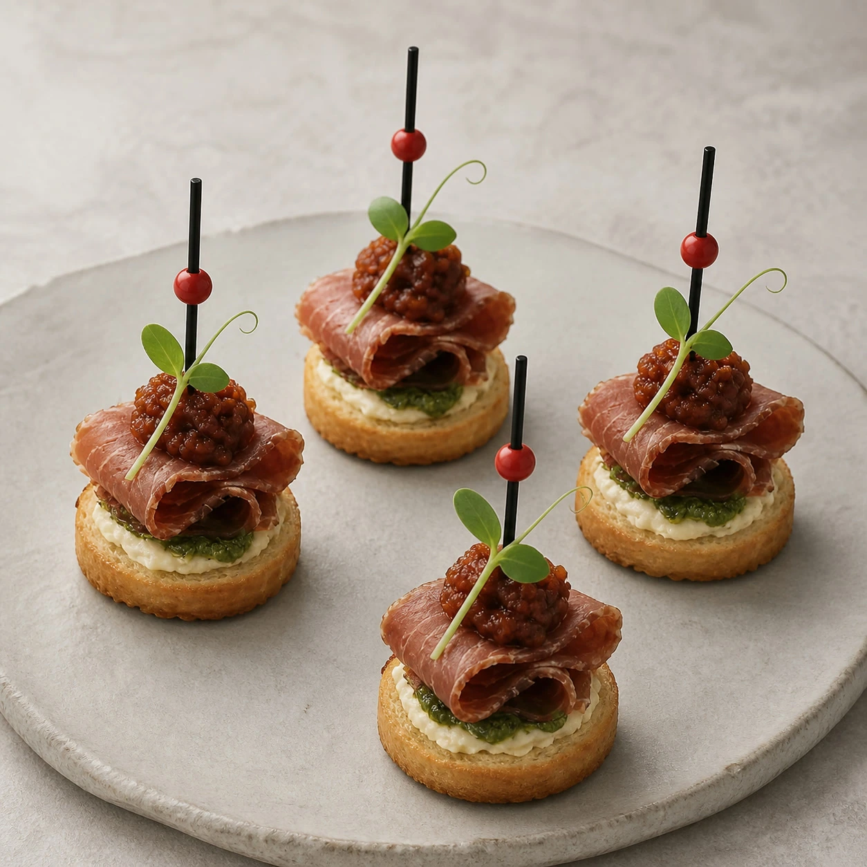 Tosta de cecina con mermelada de tomate