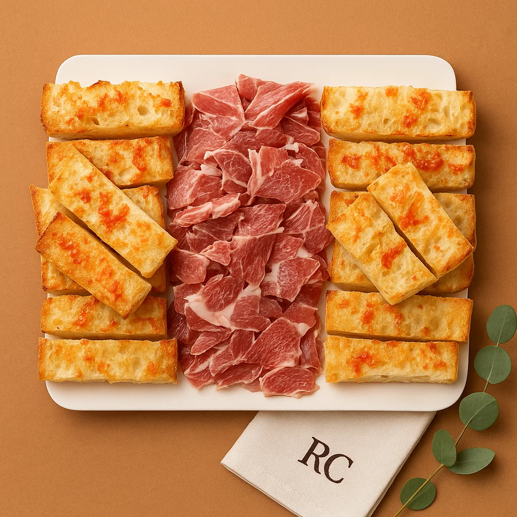 Bandeja de pan de cristal con jamón ibérico (8 raciones)