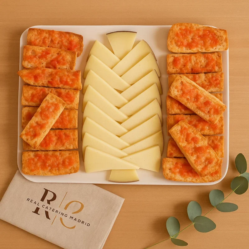 Bandeja de pan de cristal con queso manchego (16 raciones)