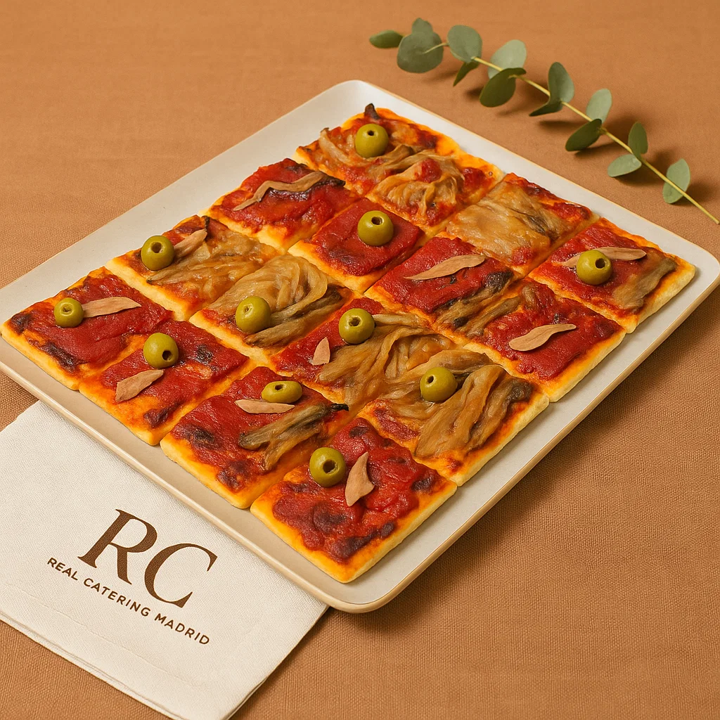 Bandeja Coca de Escalivada (16 uds) — verduras asadas estilo mediterráneo