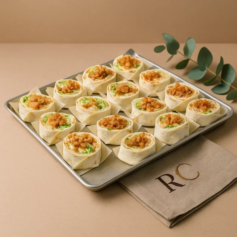 Bandeja 16 Mini Wraps César — pollo, parmesano y lechuga